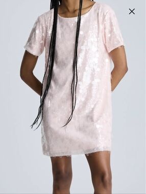 Kenneth Cole Sequin Shift Dress in Blush Pink Size M New